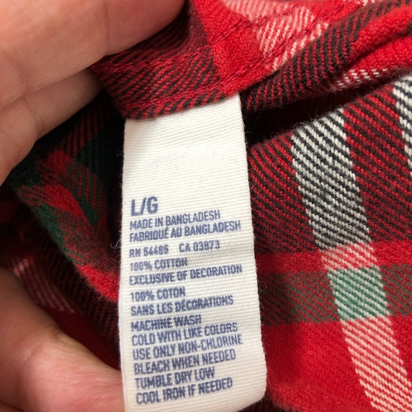 AEO Cotton Button Down Flannel Red Green Black Ivory Plaid Athletic Fit Shirt L - Picture 9 of 13